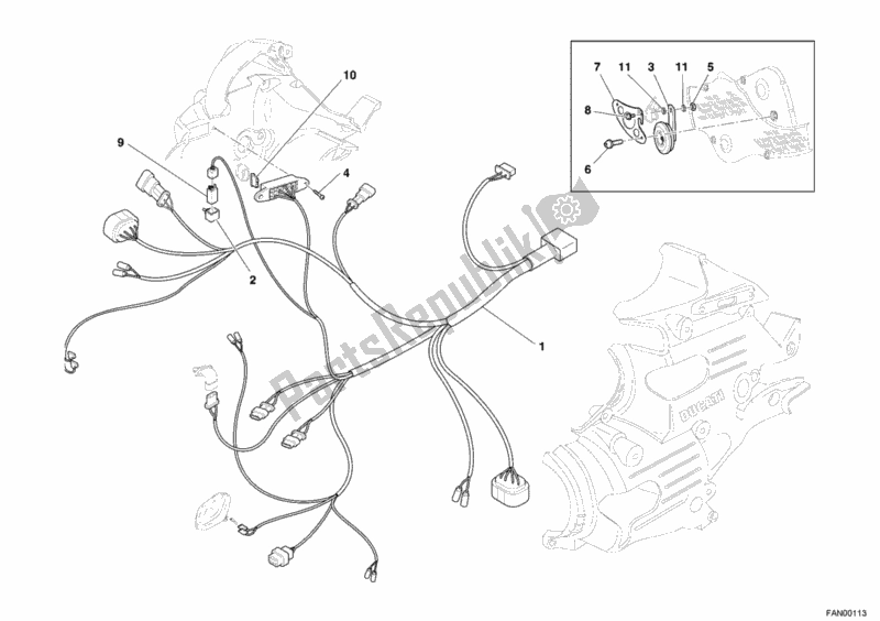 Toutes les pièces pour le Phare à Câble du Ducati Superbike 749 R USA 2006